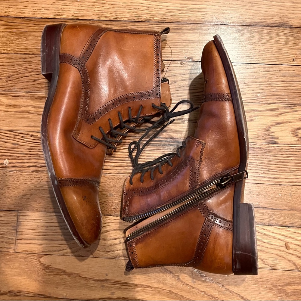 Men’s Steve Madden Howard dress boot shoe brown leather with zip size 9